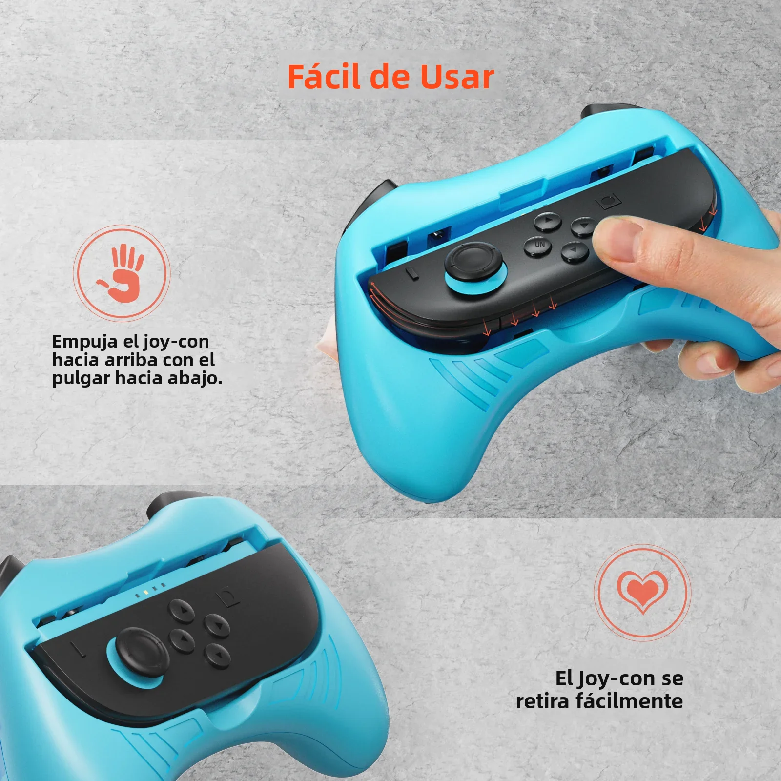 Accesorios de juego GAMINJA, 2 uds., empuñaduras cómodas para Switch 2, empuñadura de consola, soporte izquierdo y derecho, controlador de mando - imagen 3