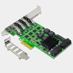 Tarjeta PCI Express a USB 3.0 con alimentación SATA y puertos