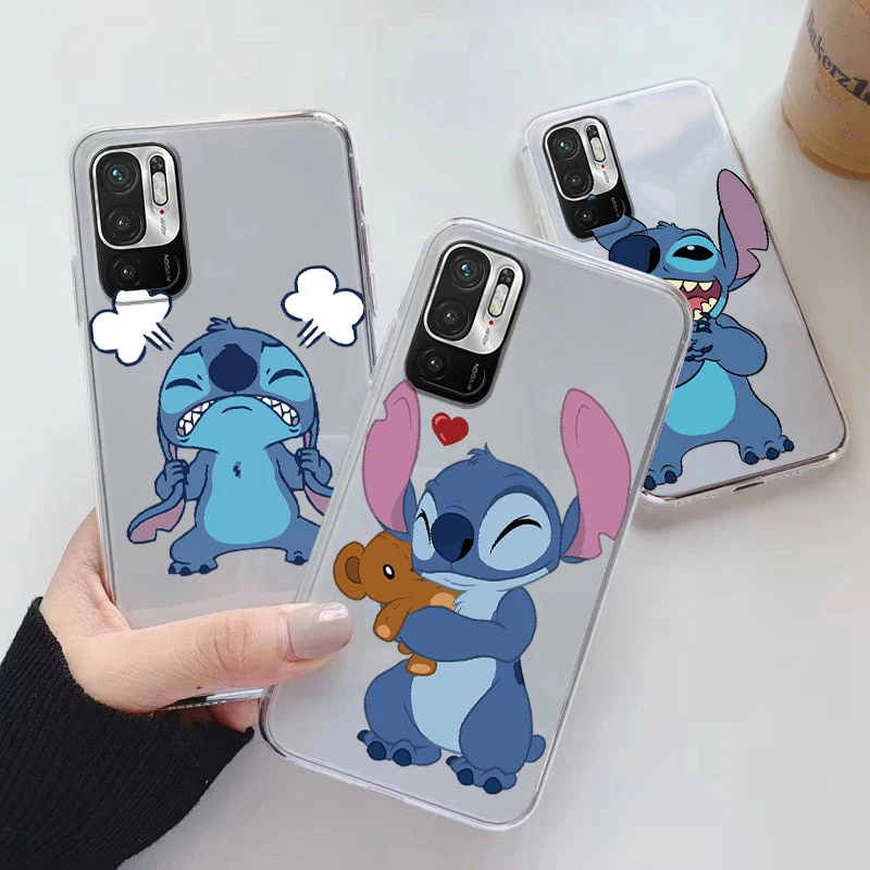 Para Redmi Note 10 10T 5G funda trasera de lujo transparente funda de teléfono Lilo & Stitch Lover Fundas de dibujos animados para Redmi Note10 bolsas de concha