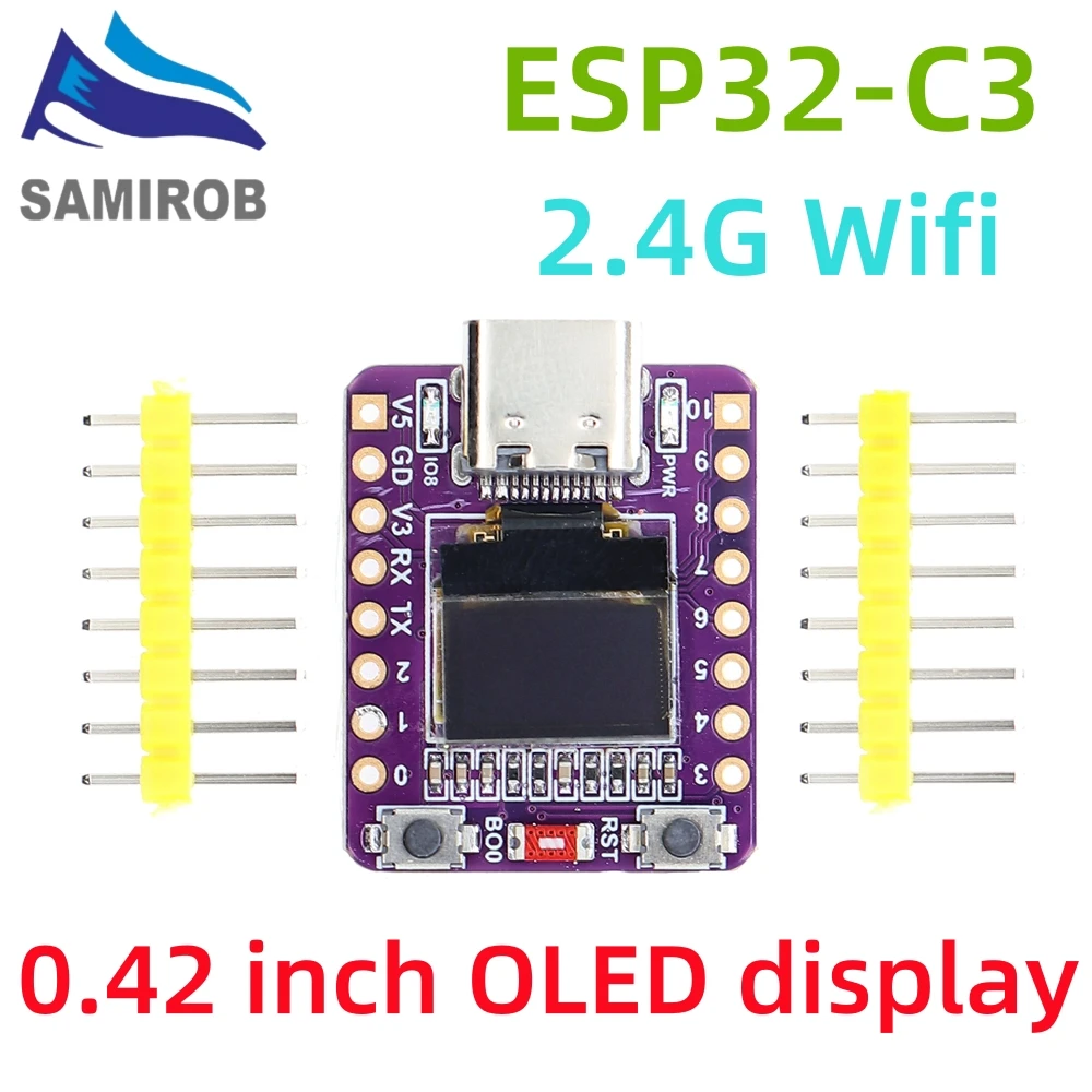 Placa de desarrollo OLED SAMIROB ESP32-C3, antena cerámica ESP32, placa de desarrollo supermini, wifi, Bluetooth, pantalla de 0,42 pulgadas