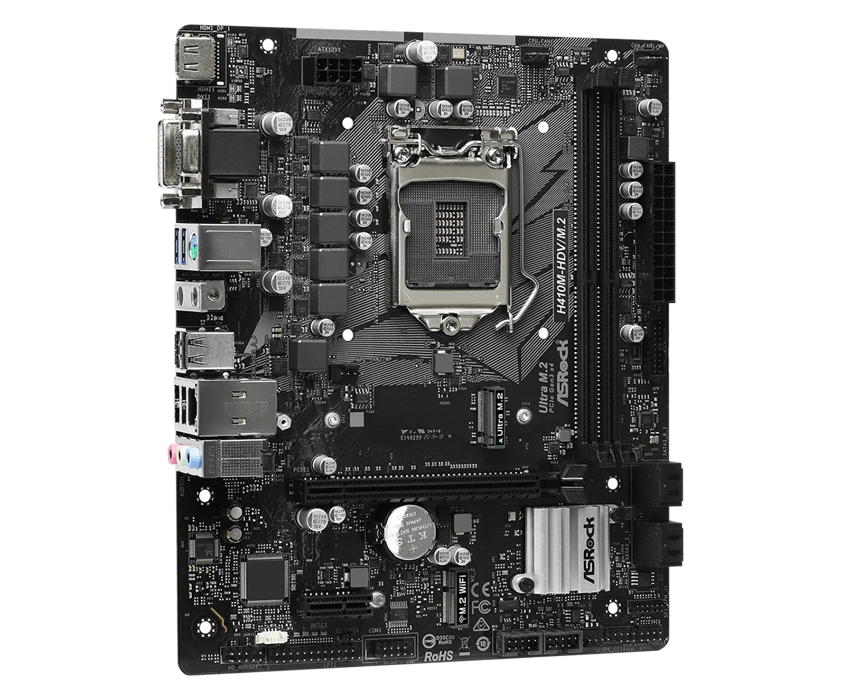 Placa base ASROCK H410M-HDV/M.2 Intel H410 2xDDR4 64GB LGA 1200 Micro ATX compatible con i3-10105 i5-10400F i9-10900 cpu - imagen 3