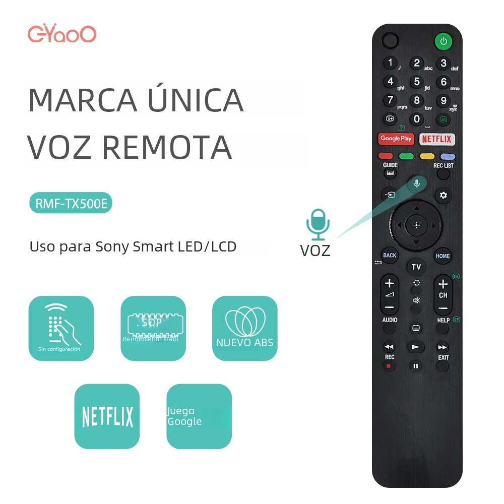 RMF-TX500E Control remoto de TV por voz para Sony RMF-TX500E 4K Smart XBR-75X900H KD-75XG8596 KD-55XG9505 XBR-48A9S XBR-850G XBR-98Z9G - imagen 2