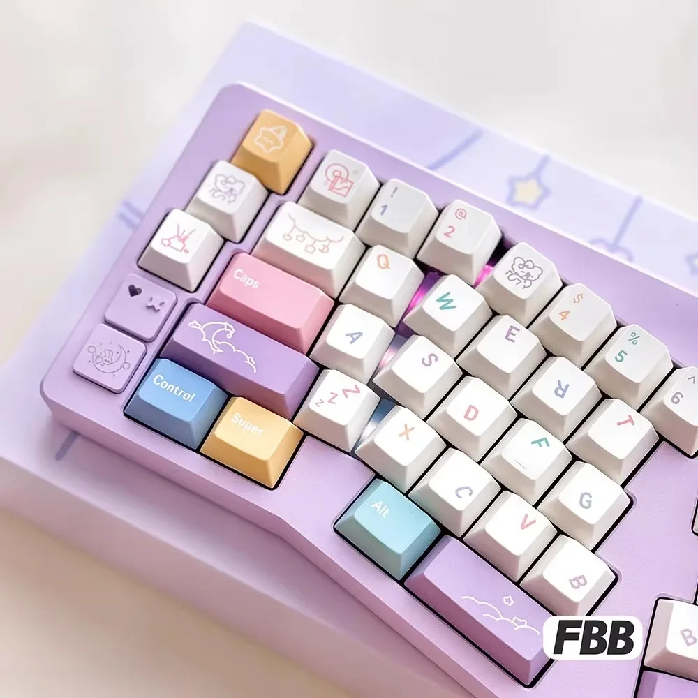 Juego temático Sleepwalking de 174 teclas PBT, tapa de tecla de perfil de cereza bonita personalizada para juegos, accesorios de teclado mecánico, regalo Lucky65V2 - imagen 3
