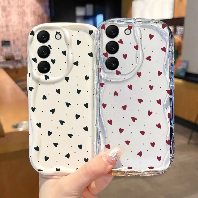 Funda de teléfono con borde ondulado y corazón de amor para Samsung Galaxy S25 Ultra S24 S21 S20 FE S23 S22 Plus A55 A15 A54 A34 A53 A35 A14 A32 - imagen 4