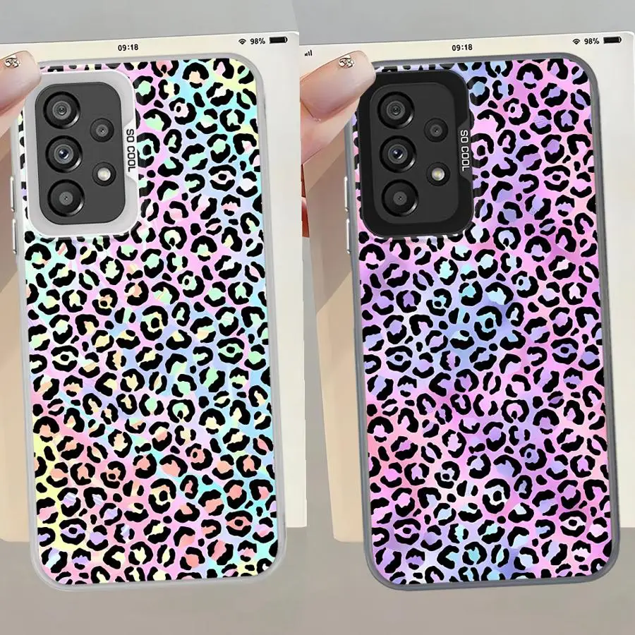 Funda de teléfono para Samsung Galaxy A15 A22 A16 A34 A25 A24 A12 A32 A13 A23 A14 funda suave estampado de leopardo de moda