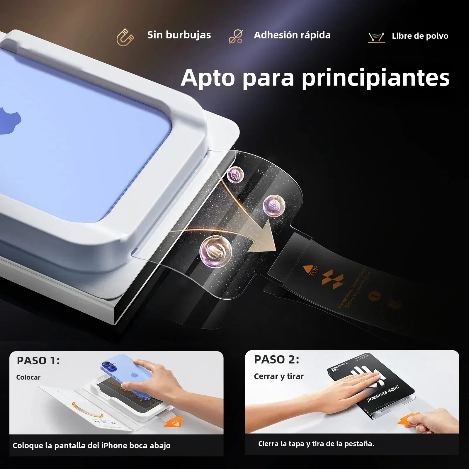 SmartDevil vidrio templado sin bordes para iPhone 16 Pro Max 16 15 Pro Max 15 Plus HD Protector de pantalla de caja sin polvo de privacidad transparente - imagen 4