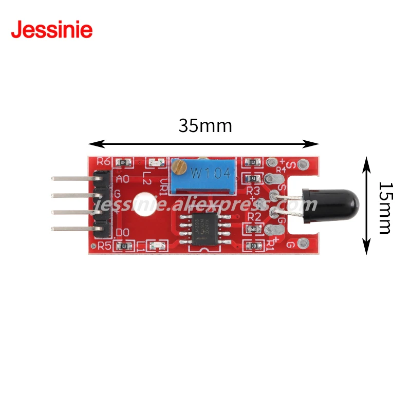 Módulo de Sensor de llama comparador LM393, placa de detección de fuente de fuego, receptor infrarrojo IR, bloque de construcción electrónico DIY, 10 Uds./1 ud. - imagen 5