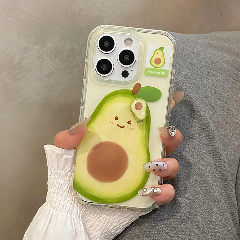 Funda de teléfono Ins Summer Fruit 3D Guava Durian aguacate para iPhone 17 16 15 13 14 Pro Max, funda trasera bonita de dibujos animados a prueba de golpes - imagen 3