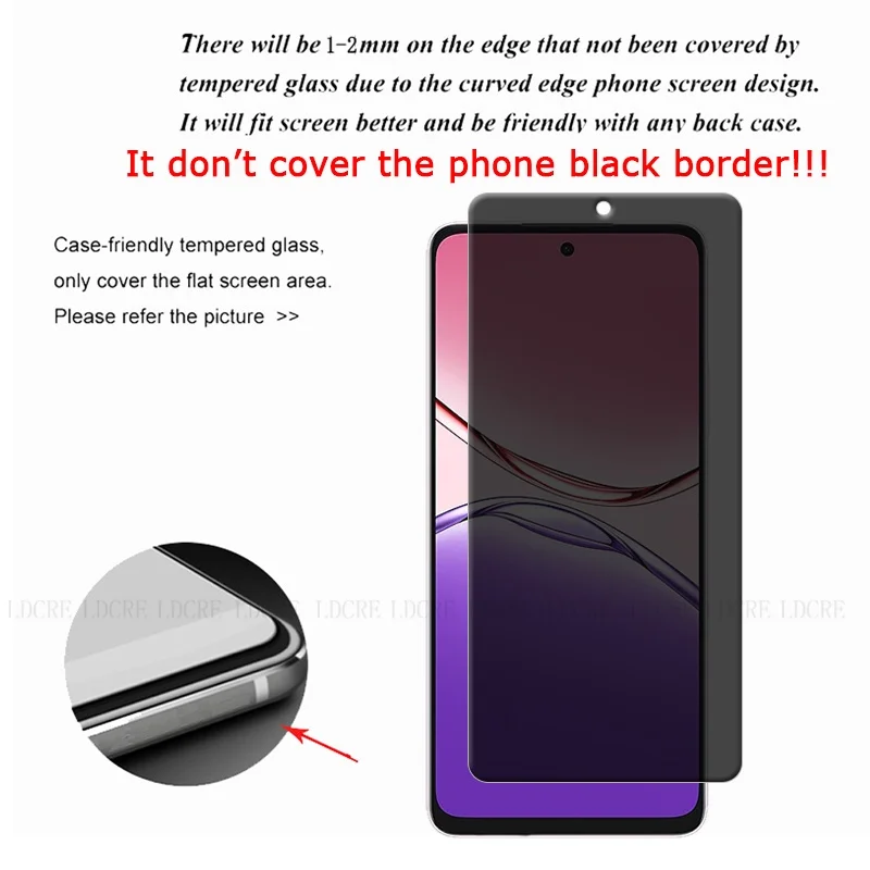 4 Uds para OPPO A5 Pro 5G vidrio para OPPO A5 Pro Protector de pantalla protectora antideslumbrante privacidad Anti-espía vidrio templado OPPO A5 Pro - imagen 3