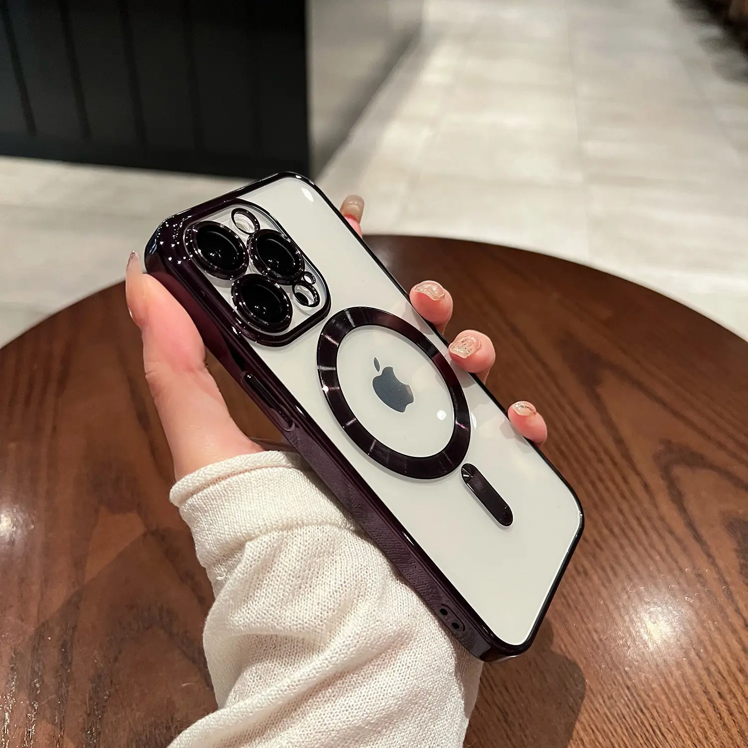 Funda magnética transparente chapada de lujo para Magsafe para iPhone 15, 14, 13, 12, 11 Pro Max Plus, funda magnética de carga inalámbrica a prueba de golpes - imagen 5