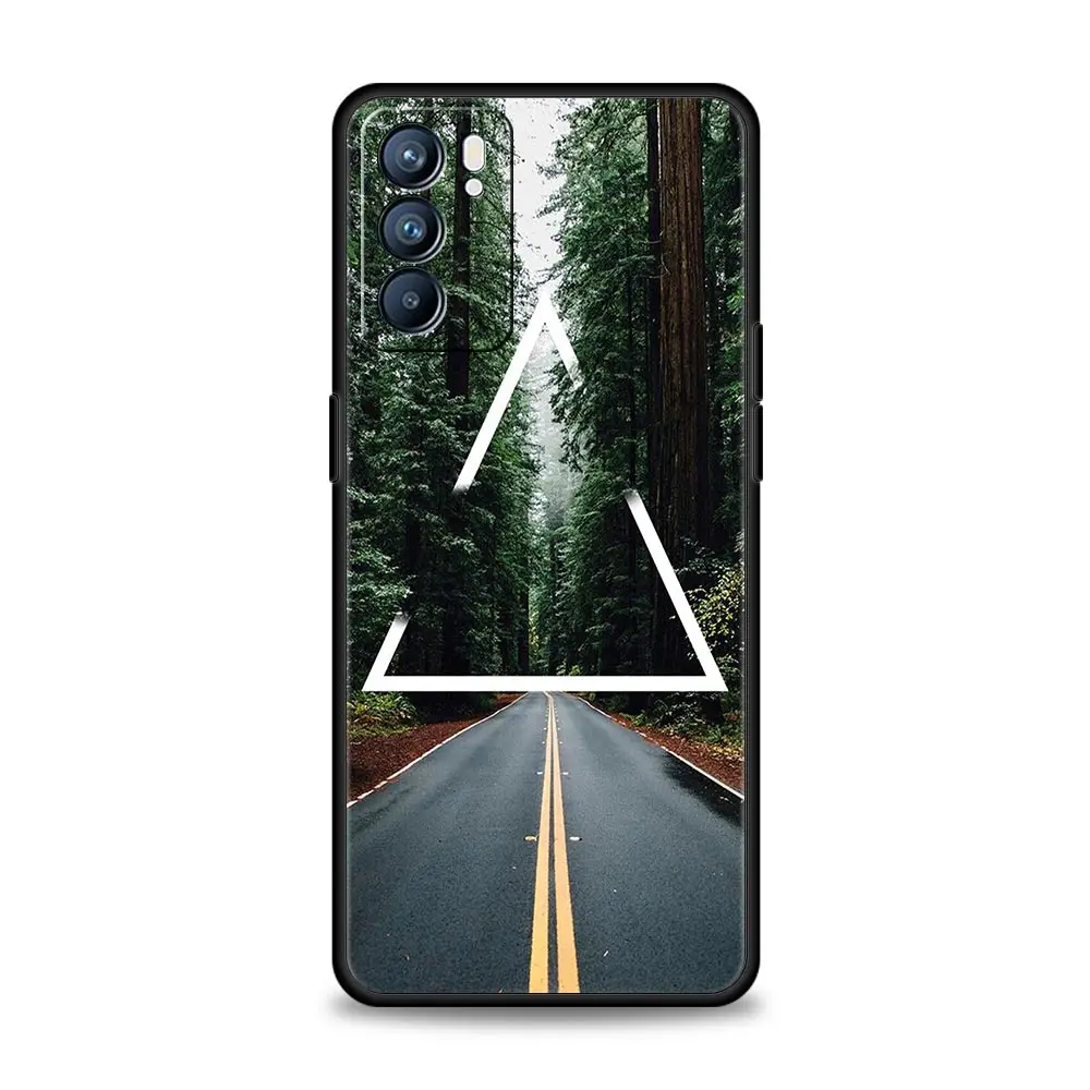 Funda de teléfono de madera geométrica de bosque para Oppo Reno8 Reno7 Reno6 Pro A54 5G Find X6 X5 A53 A52 A9 A15 A95 A17 A16 A76 A57 A31 - imagen 3