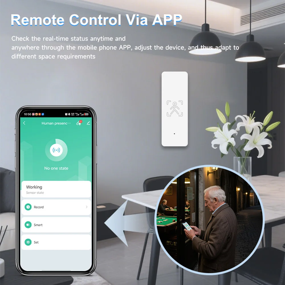IHSENO Tuya ZigBee Sensor de presencia humana WiFi Sensor de movimiento 24G detección de Radar aplicación remota Control protección de seguridad - imagen 3