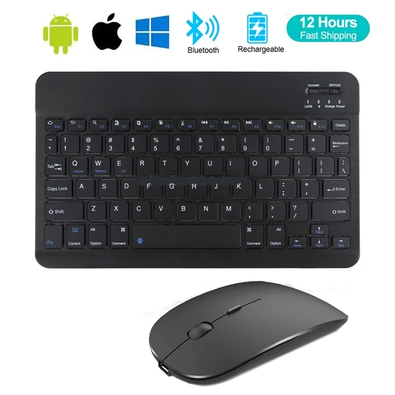 Teclado inalámbrico español francés azerty ruso coreano con N Mini Bluetooth para iPad Mac Tablet PC teléfono celular portátil y ratón