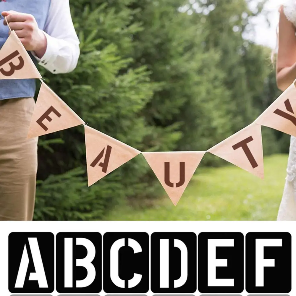 Kit de plantillas de pintura, Kit de plantillas de letras de plástico reutilizables para proyectos de arte Diy en pared de madera, alfabeto de tela para pintar
