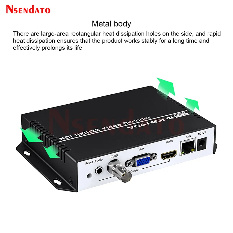 Protocolos de vídeo 4K H.265 Muti-Viewer VGA HDMI NDI Decodificador de transmisión Ip a VGA HDMI NDI HX Stream Video Player Decodificador - imagen 5