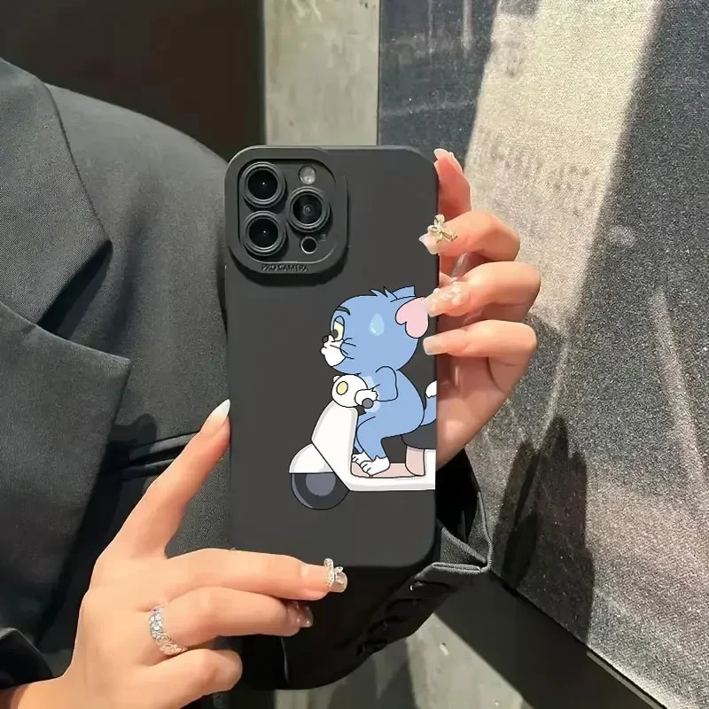 Tom y Jerry pareja Angry Cycle funda de teléfono para iPhone 16 11 12 13 14 15 Pro Max Mini Plus XS X XR Max 7 8 SE2020 funda de silicona - imagen 5