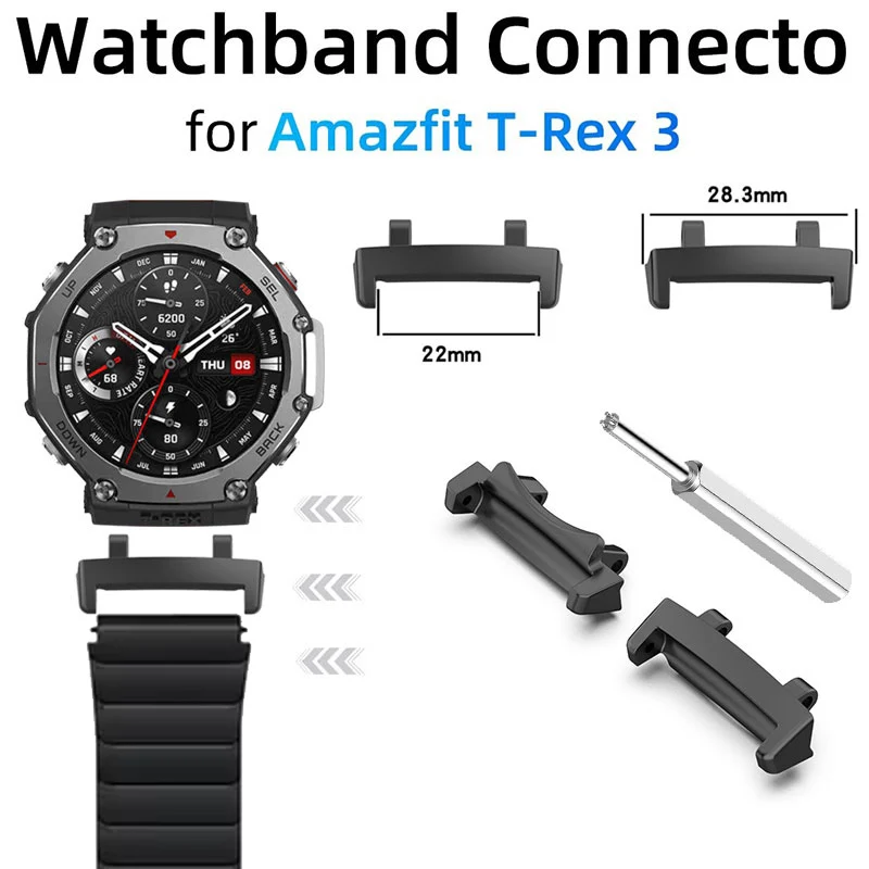 Correa de acero inoxidable de lujo para reloj inteligente Amazfit t-rex 3, pulsera de Metal para Huami Amazfit T-REX, Correa de enlace de pulsera de 3 bandas - imagen 3