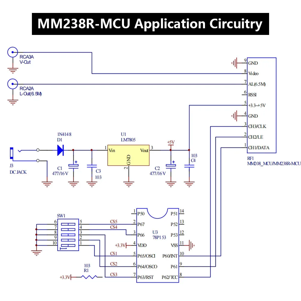 DC 3.3-5V 5.8G MM238RW Módulo receptor de transmisión de vídeo inalámbrica Módulo receptor sin audio - imagen 4