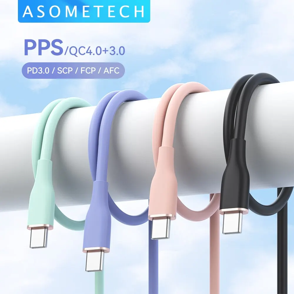 ASOMECH 2M 60W cable USB rápido tipo C cable de datos cargador rápido cable USB C para Samsung S21 S20 A51 Xiaomi Mi 10
