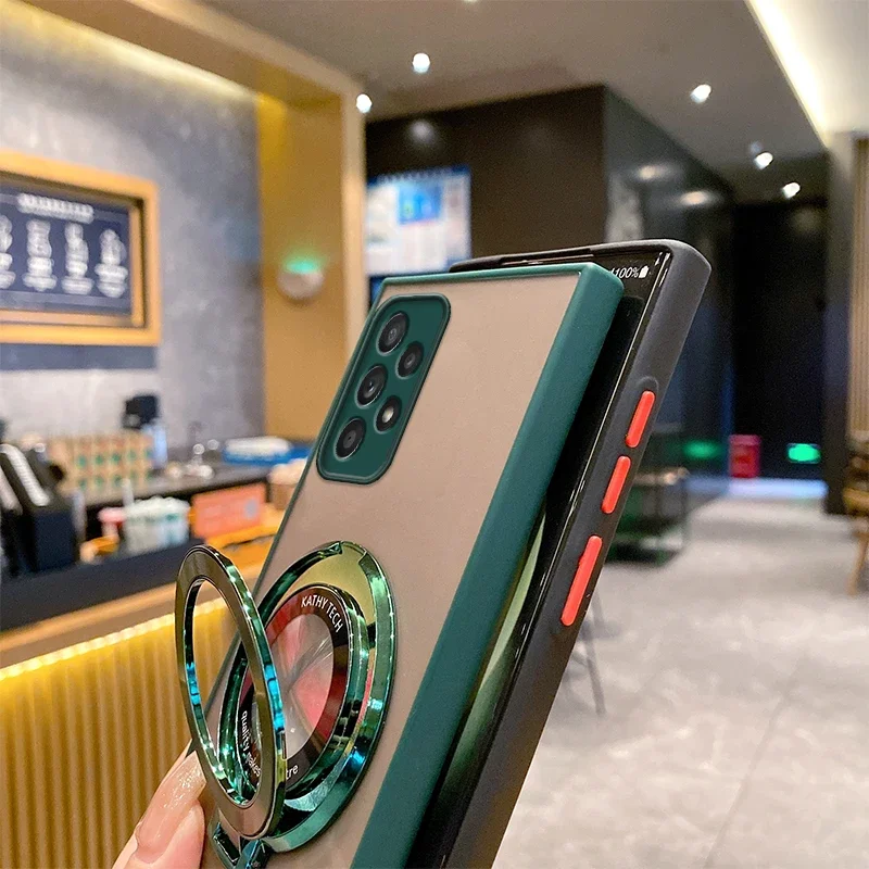 Funda con soporte magnético para Samsung GalaxyA53 A33 A23 A13 A31 A70 A51 A21S, funda de teléfono esmerilada con borde suave a prueba de golpes con soporte - imagen 2