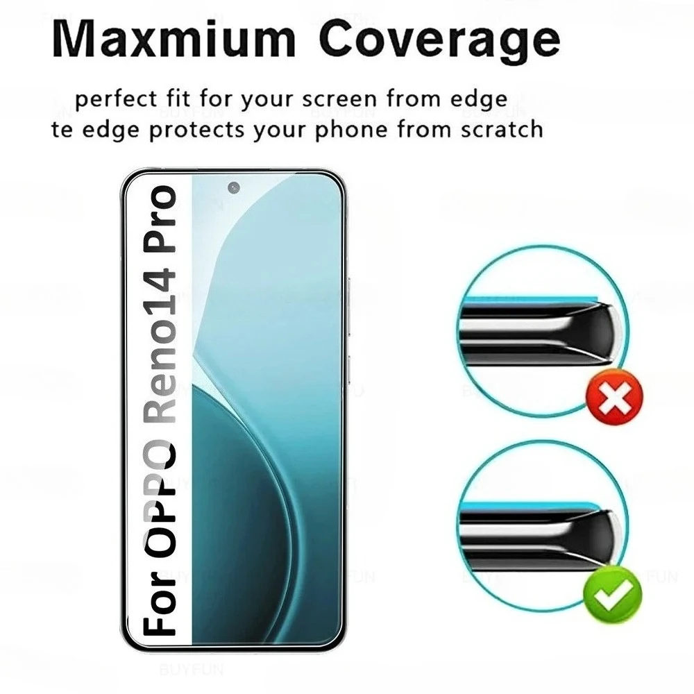 Protector de pantalla para Oppo Reno14 Pro, cubierta de cristal templado Reno 14 F OppoReno14 Reno14Pro Reno14F 14F 14Pro 5G, 4 Uds. - imagen 5