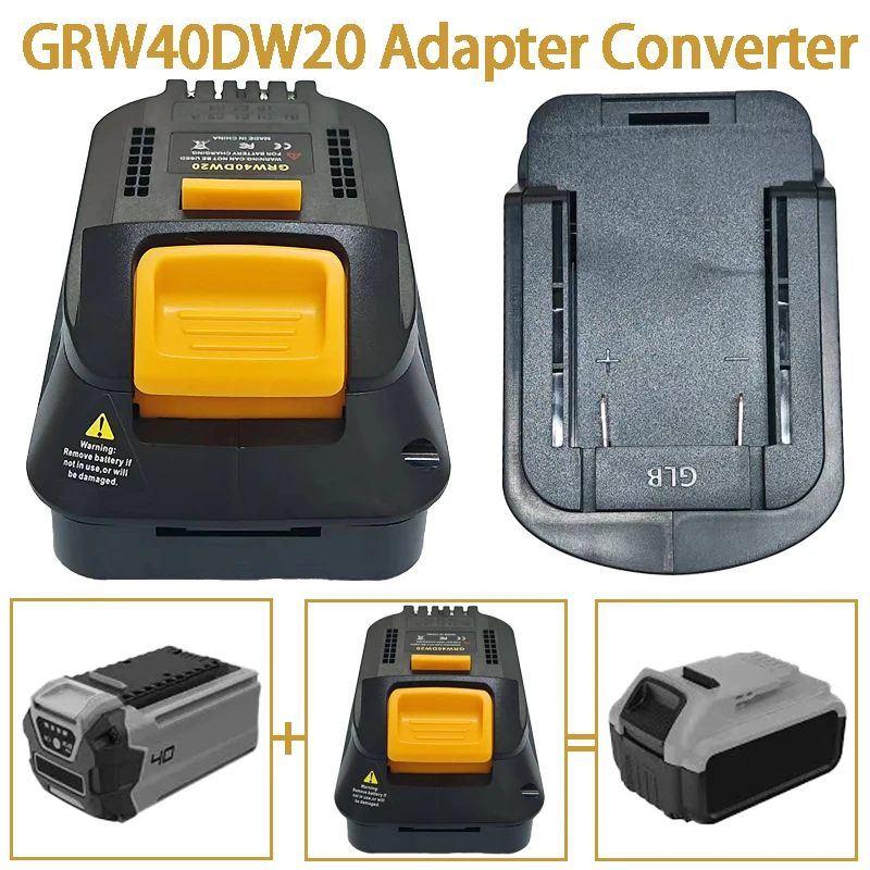 Para Greenworks 40V Li-ion batería convertir a para Dewalt 20V batería, para Dewalt 20V MAX XR herramientas eléctricas GRW40DW20 adaptador de batería - imagen 2