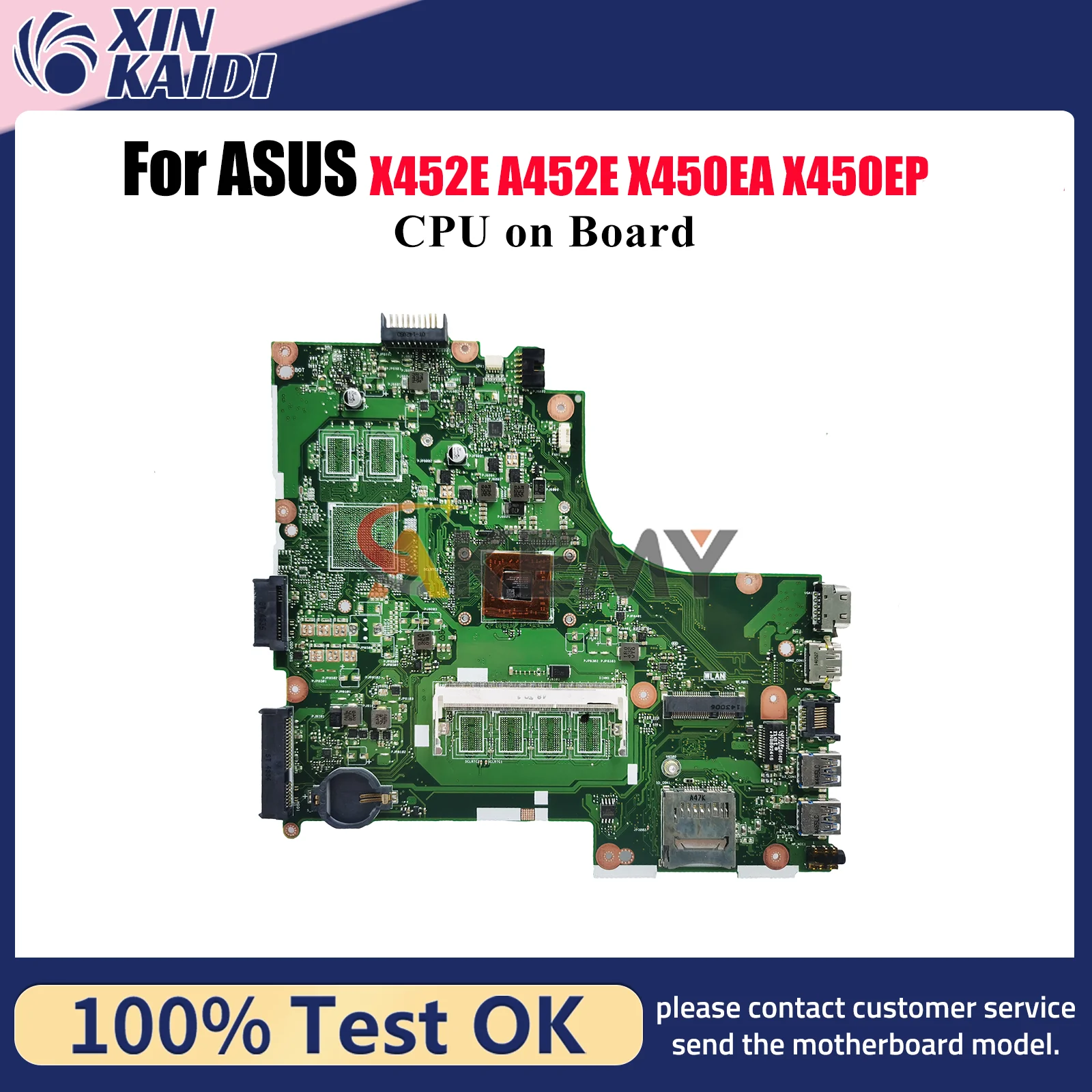 Placa base para ordenador portátil X450EA para ASUS VivoBook X450EP X452E X450E A452E X450EA placa base para portátil con CPU 100% pruebas OK envío rápido