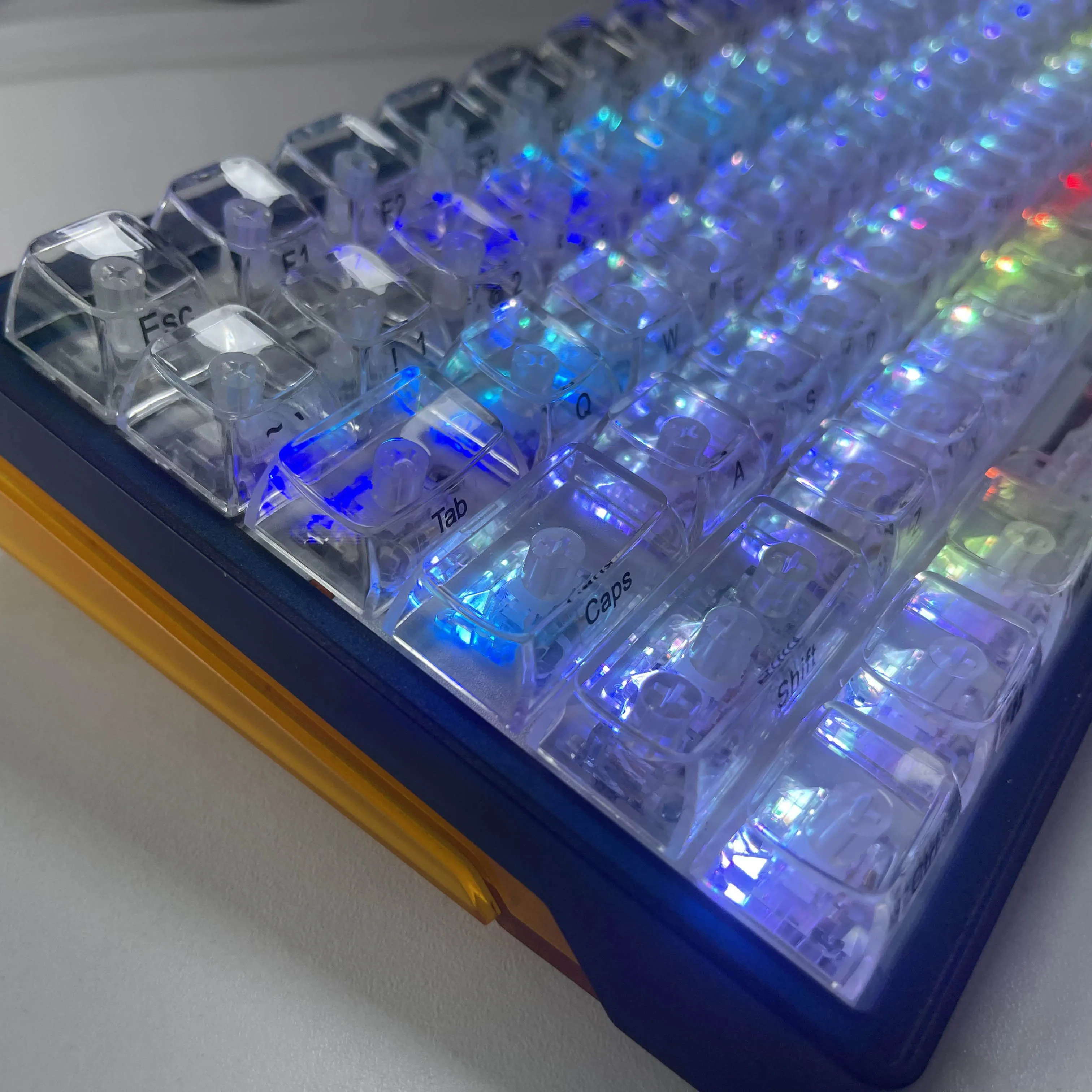 Teclas transparentes de cristal con perfil CBSA de 132 teclas para teclado mecánico MX Switch, teclas para juegos retroiluminadas en blanco, personalizadas, GK61