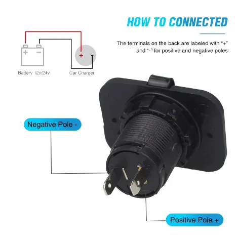 Enchufe de encendedor de cigarrillos montado en coche, 12V/24V, adecuado para montar en coche, motocicleta, camión, ATV, RV, toma de corriente - imagen 4