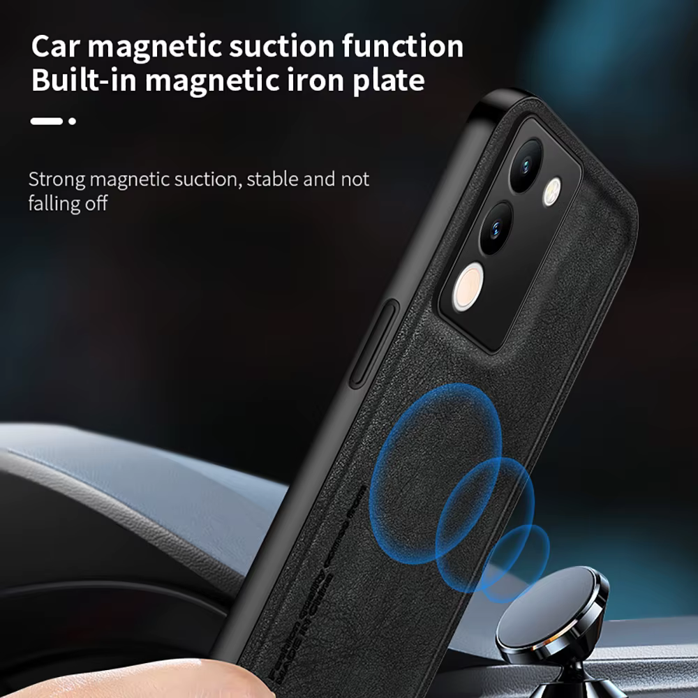 Funda de teléfono de cuero Retro esmerilada de lujo para Vivo V29e, cubierta de succión magnética para coche VivoV29e V 29e V29 E 5G, versión Global - imagen 2