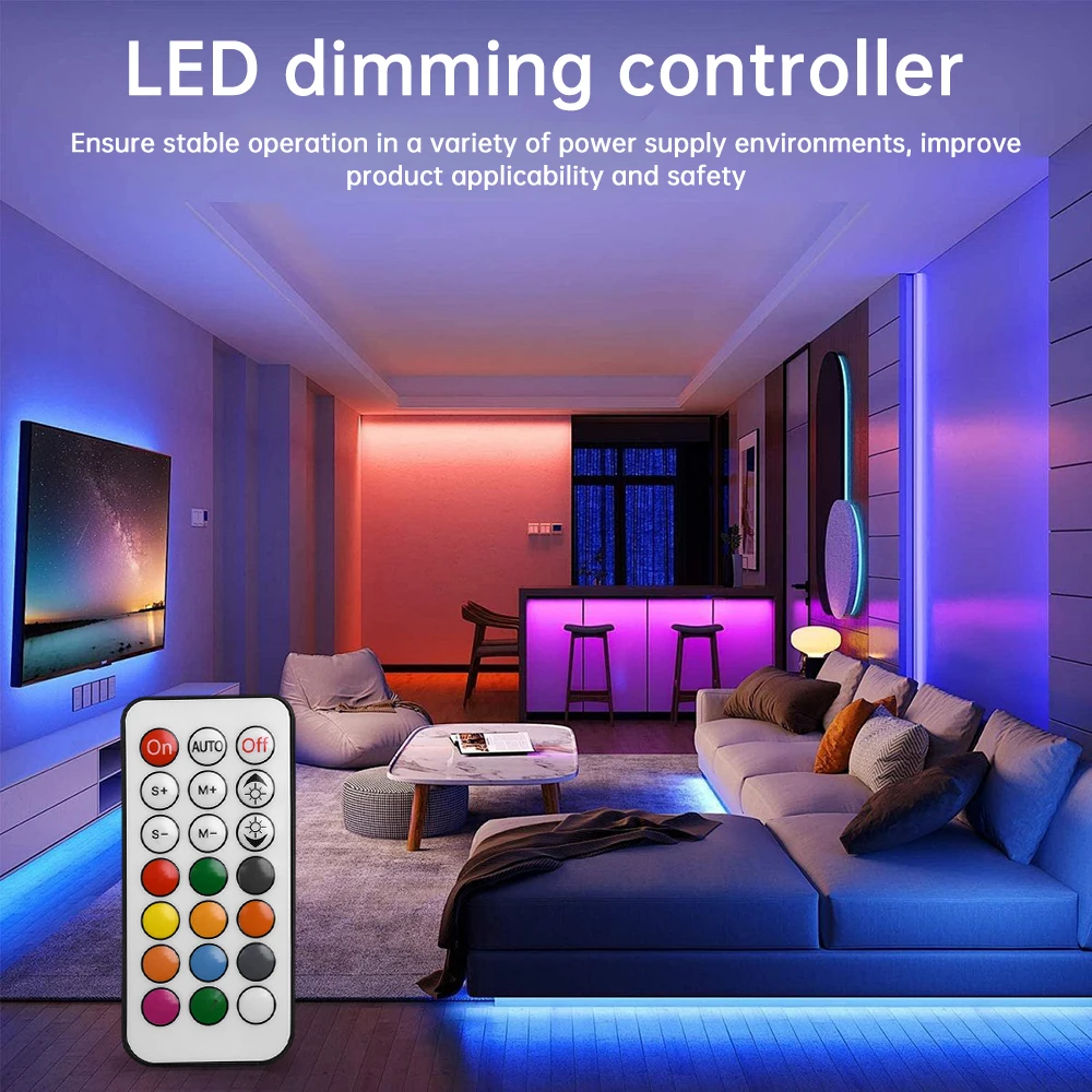Controlador LED de 21 teclas DC5-24V, controlador de atenuación LED remoto inalámbrico RF RGB para tira de luz WS2812 WS2812B WS2811 WS2813 - imagen 5