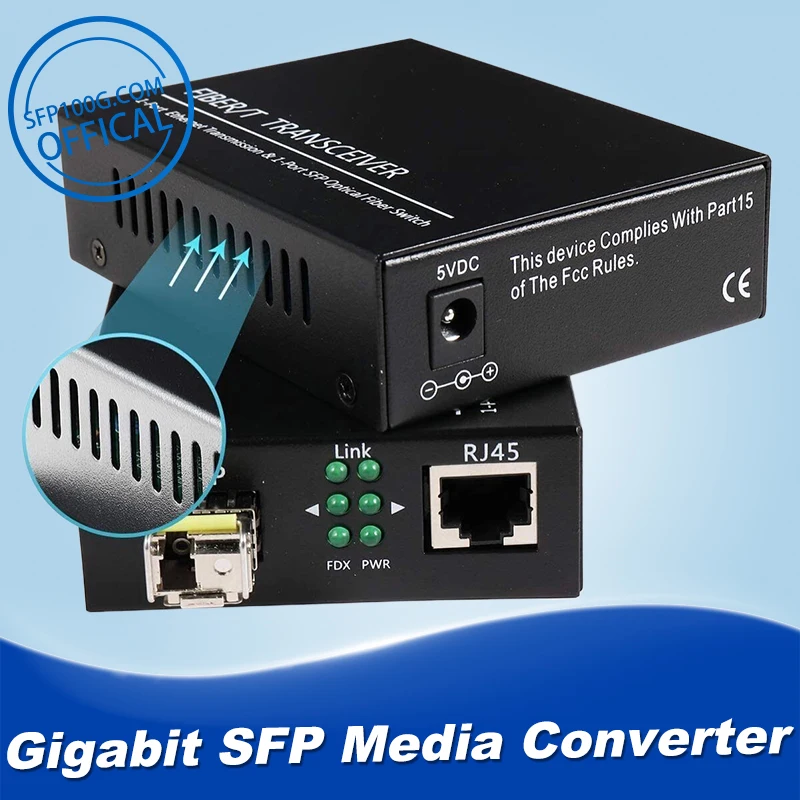 Convertidor de medios Ethernet de fibra multimodo Bidi Gigabit, 2 piezas de 1,25 g/h, con un par de módulo transceptor Dual Bidi SFP LC incluido,