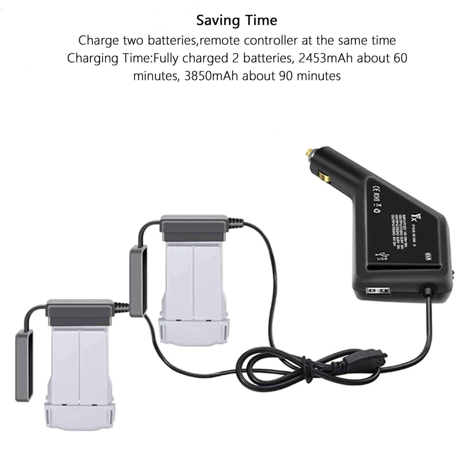 Cargador de batería 3 en 1 para DJI Mini 4 Pro/Mini 3 Pro, adaptador de cargador de coche doble USB de carga rápida para accesorios de Control DJI RC - imagen 5