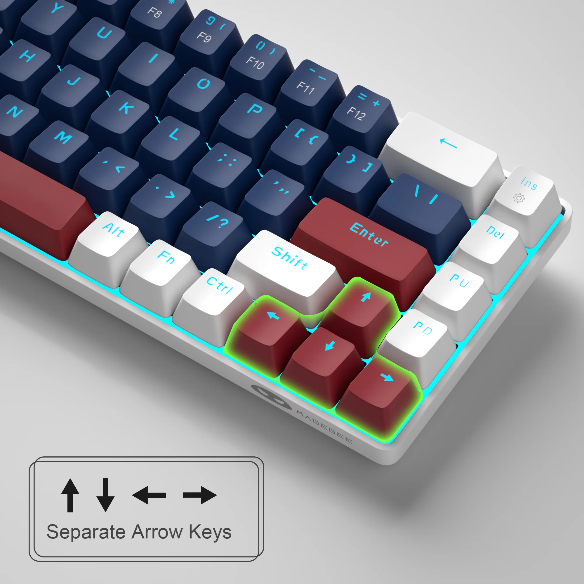 MageGee-Teclado mecánico portátil 60% para juegos, miniteclado de oficina con cable, retroiluminado LED, compacto, 68 teclas, mk-box, para Windows y PC - imagen 5