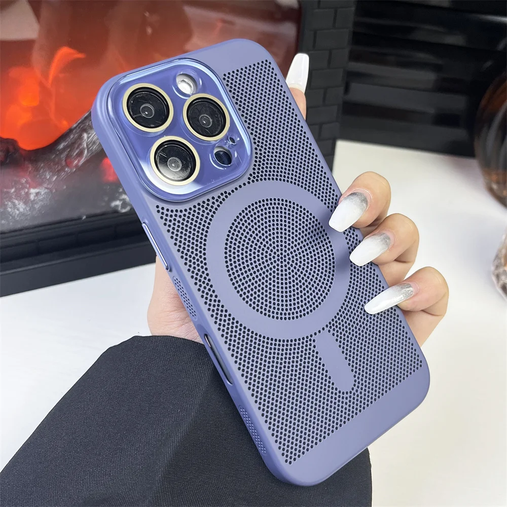 Funda de teléfono magnética para PC con revestimiento de disipación de calor para iPhone 16 15 14 13 12 11 Pro Max de lujo para cubierta de carga inalámbrica Magsafe - imagen 3