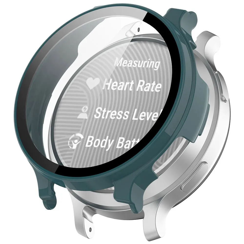 Caja de reloj de PC + película de vidrio para Garmin Lily 2, cubierta protectora de pantalla activa con marco de vidrio templado para Garmin Lily2 Active - imagen 3