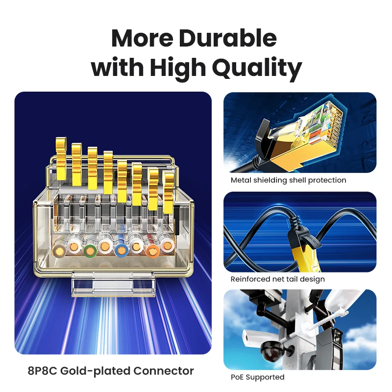 UGREEN-Cable de red Lan Cat 7, Cable de conexión Lan de Internet plano de alta velocidad, para Router, módem Cat6, Cabo Ethernet, rj 45 - imagen 5