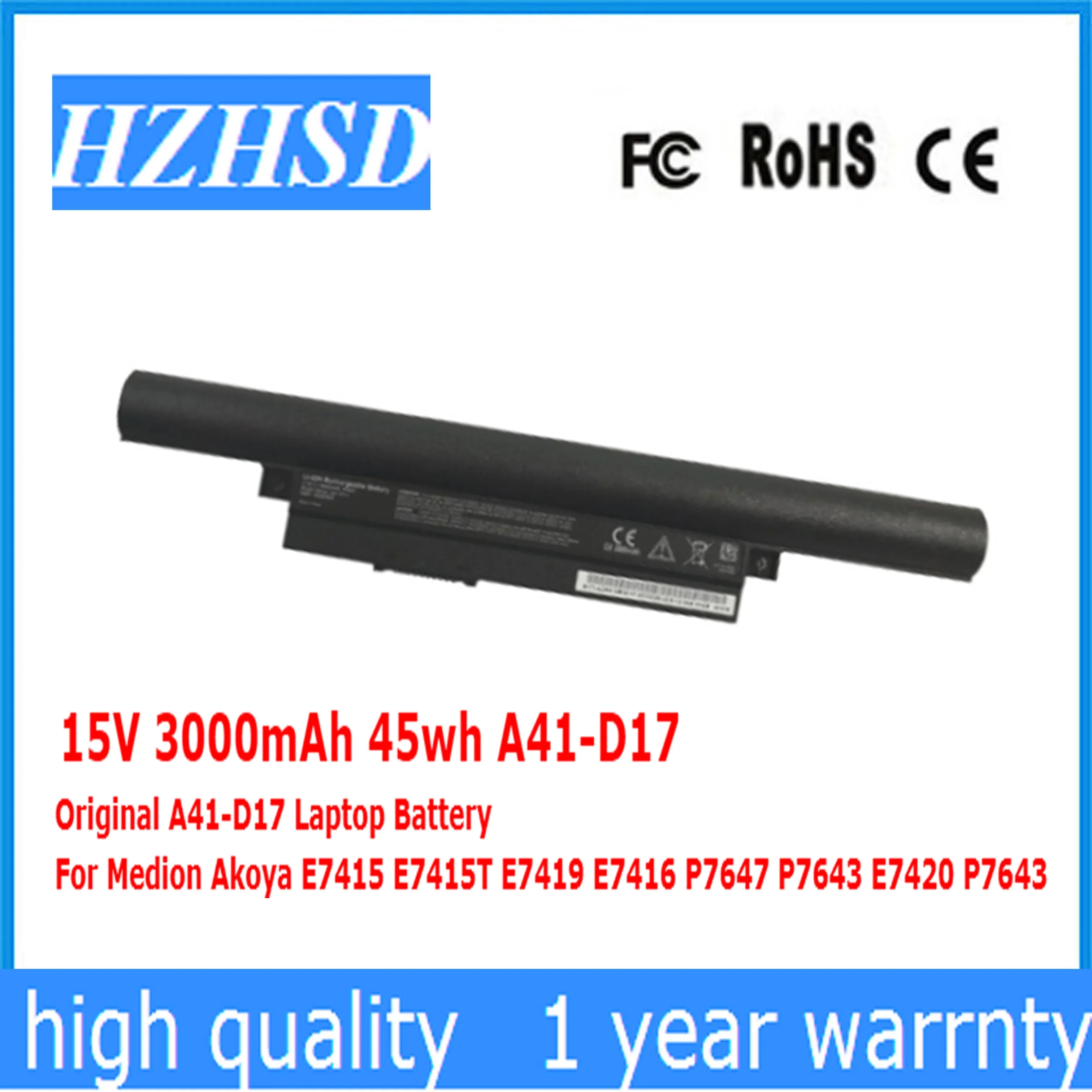 A41-D17 15V 3000mAh 45Wh batería Original del ordenador portátil para Medion Akoya E7415 E7415T E7419 E7416 P7647 P7643 E7420 P7643