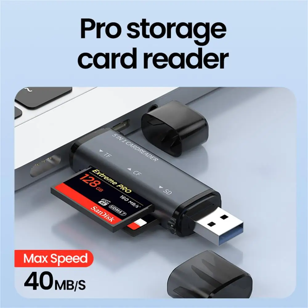 Lector de tarjetas USB 5 en 1 tipo C multifuncional USB 2,0 a SD TF CF lector de tarjetas inteligentes para PC portátil accesorios tabletas cámaras - imagen 4