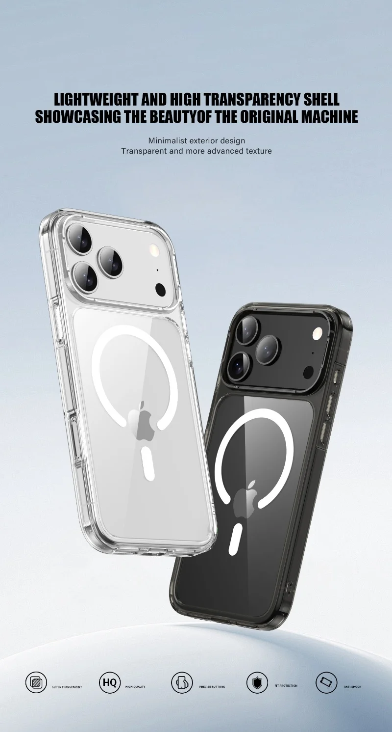 Funda de teléfono de lujo de alta transparencia para iPhone 17 Pro Max 17 Air para Magsafe cubierta de protección transparente de carga inalámbrica magnética - imagen 2