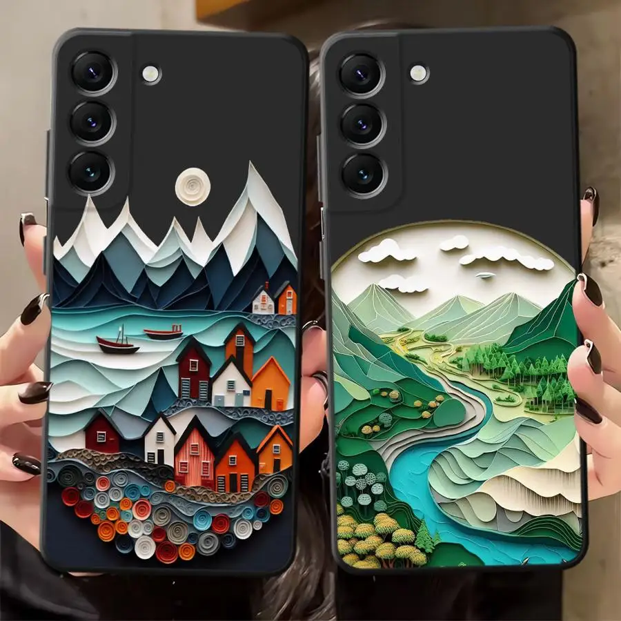 Funda de suspensión de cielo de verano para Samsung Galaxy A17 A05 A04 A70 A10 A12 A30 A15 A40 A16 A20 A13 A50 A06 funda de teléfono suave negra