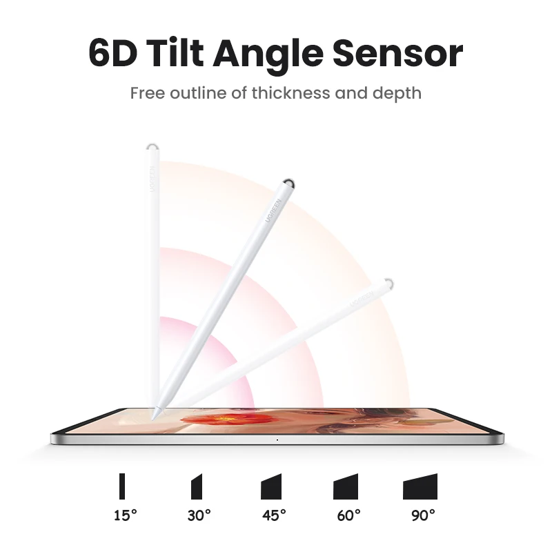 UGREEN Lápiz óptico para Apple Pencil Carga inalámbrica magnética Bluetooth Rechazo de palma Bolígrafos de inclinación Batería de larga duración para iPad Pro - imagen 5