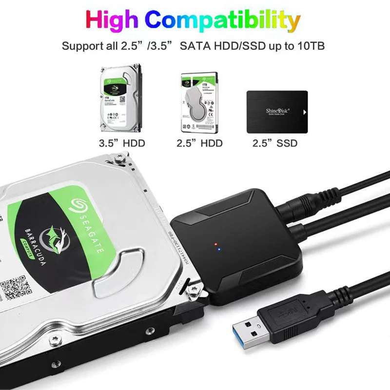 Cable convertidor adaptador USB 3,0 a Sata 3, Cable convertidor de disco duro USB3.0 para Samsung Seagate WD 2,5 3,5 HDD SSD - imagen 4