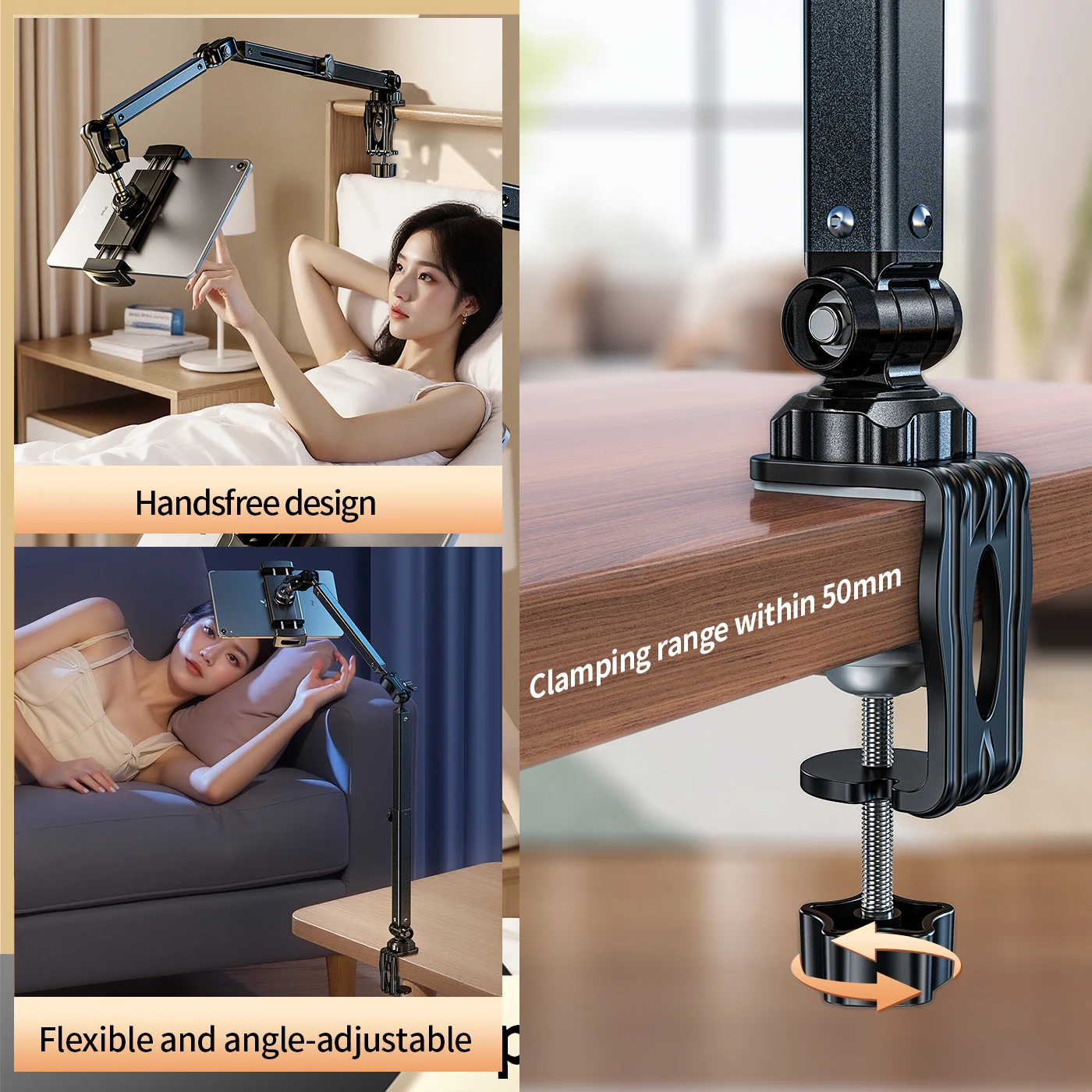 Soporte para tableta Lanparte para escritorio, soporte con abrazadera para iPad, 360 °   Soporte de brazo ajustable para tabletas iPad Pro/Air/,Galaxy Tabs, 4,7"-13,5" - imagen 4