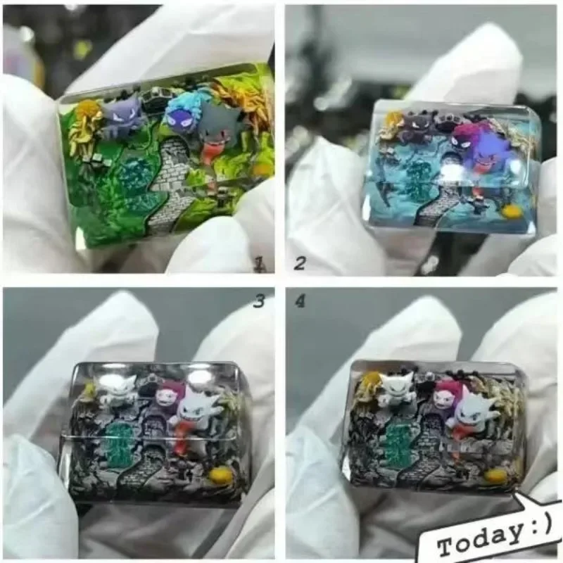 PTCG Pokemon Anime Tab Keycap resina transparente Gengar Teclado mecánico estereoscópico Keycap personalizado Keycap dec - imagen 3