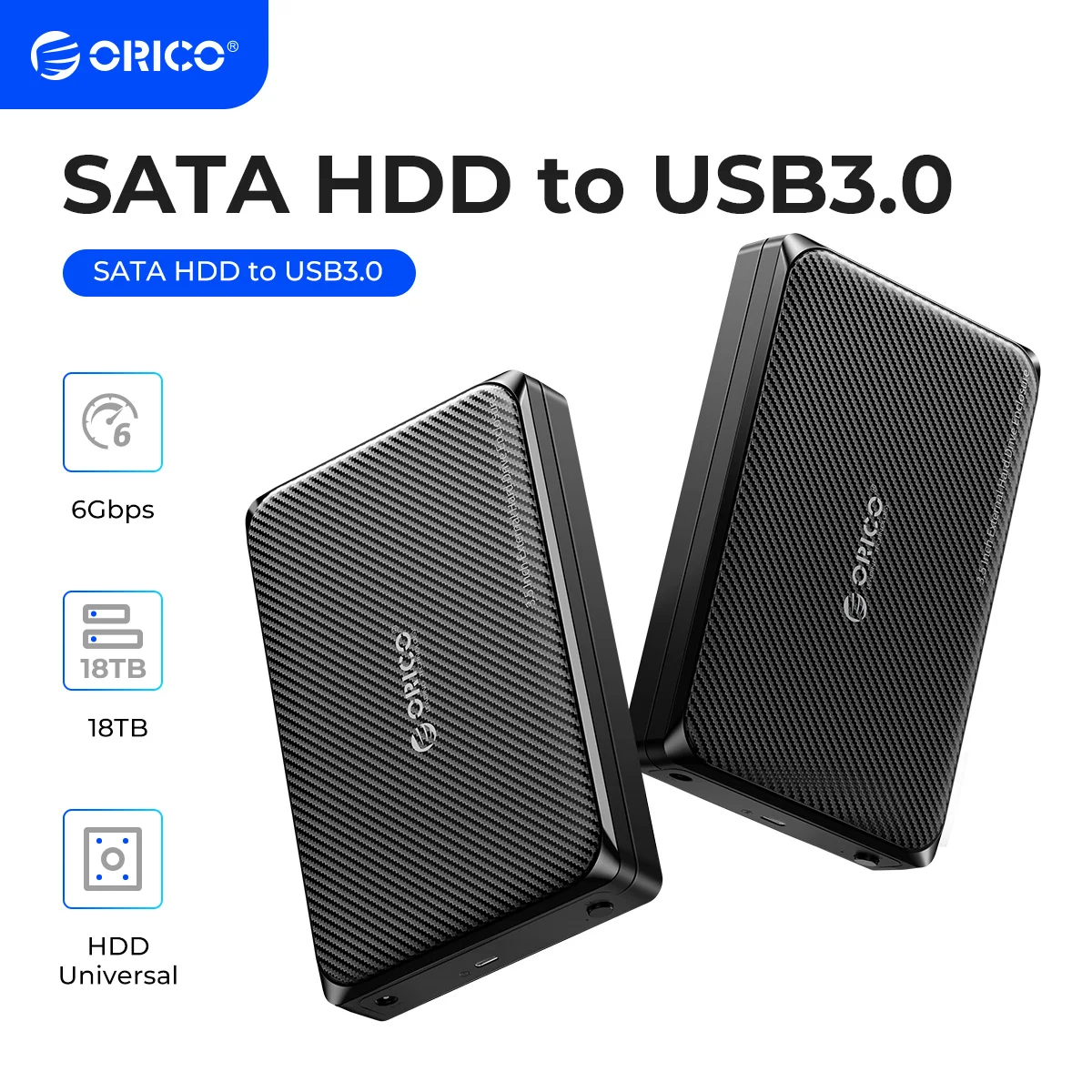 ORICO Gabinete HDD 3,5 USB3.0 a SATA - USB-C, 5Gbps 12V/2A UASP