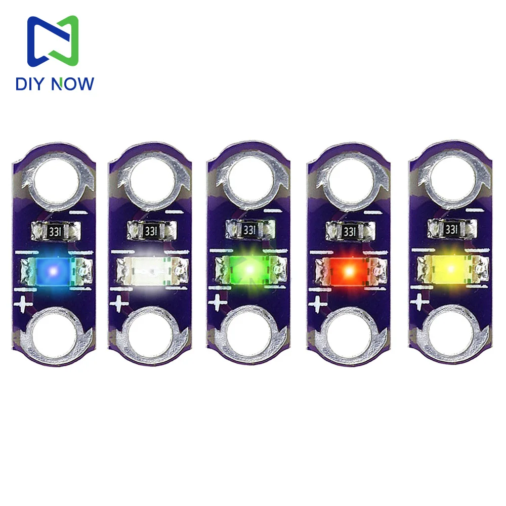 5 uds. Módulos LED LilyPad 3-5V 40MA amarillo/verde/blanco/azul/rojo pequeño módulo de luz LED para Arduino DIY KIT 3V-5V SMD DIY Kit - imagen 2