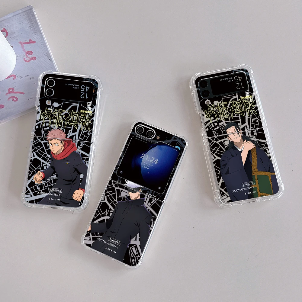 Coque de téléphone Anime Jujutsu Kaimmense, Itadori Yuji, coque arrière anti-chute, coque souple pour Samsung Galaxy Z Flip 3 4 Z Flip 5 6 Z, possède 4 PC 5G