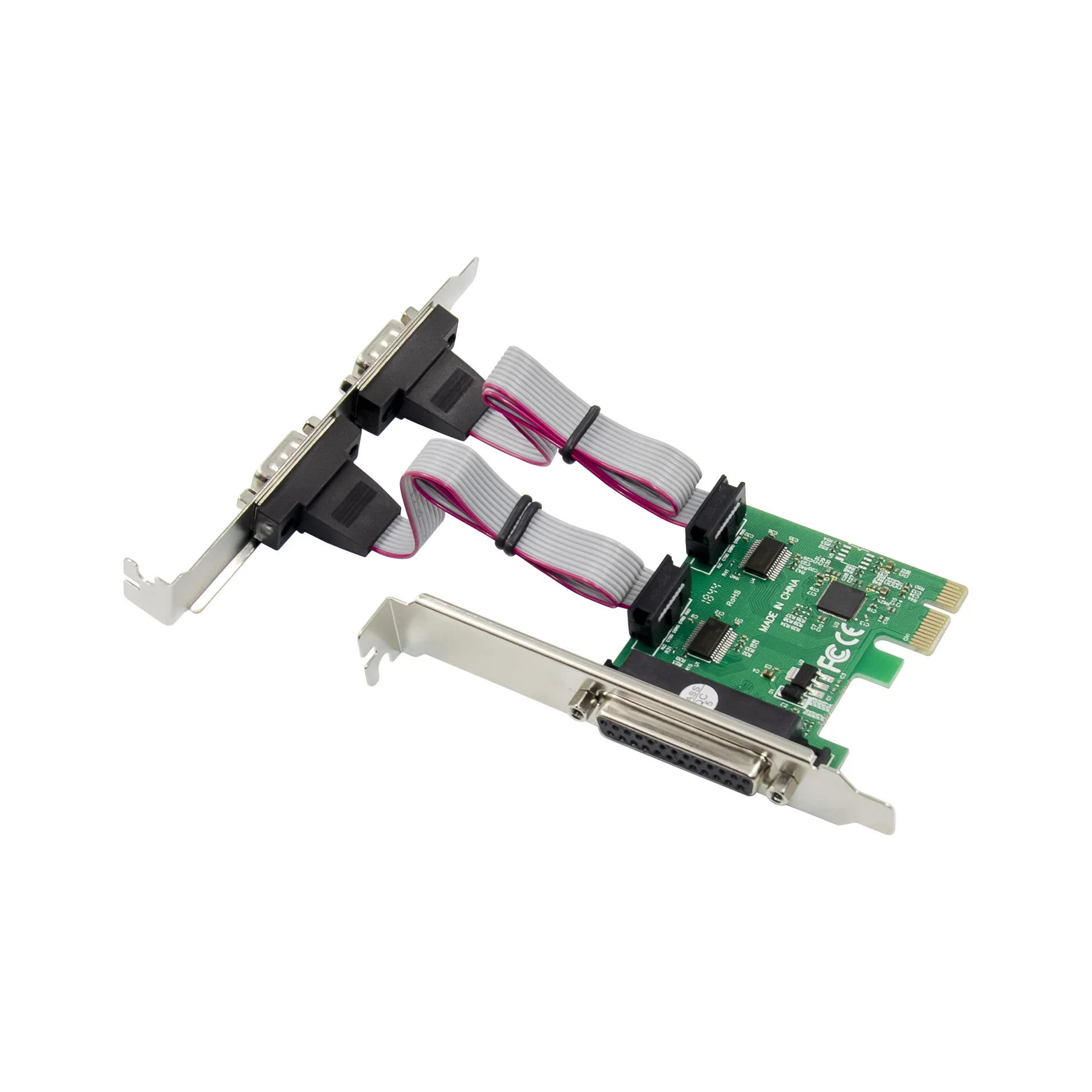 Adaptador dual db9 RS-232 LPT a pci-e PCI Express tarjeta Com serie paralela Pcie a 2 puertos rs232 db25 ASIX 99100 Chipset