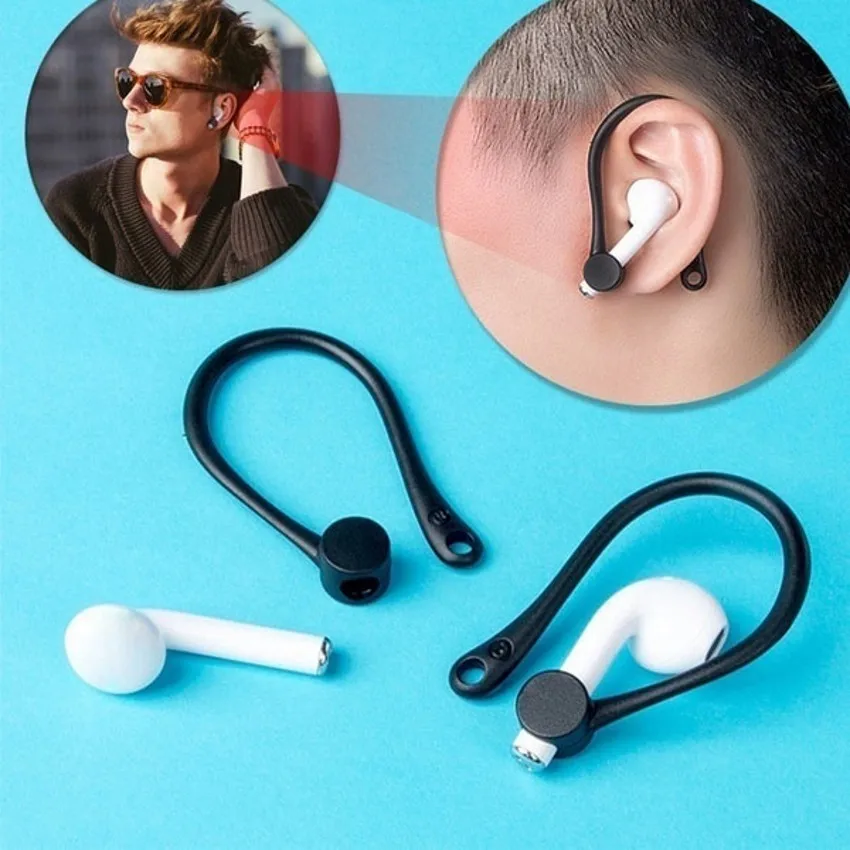 Auriculares inalámbricos con Bluetooth, audífonos con cuerda antipérdida de silicona, anticaída, gancho para la oreja, deportivos, para Airpods 1/2 - imagen 5